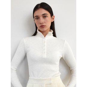 OU995 ribbed button pola T (white)