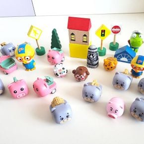 귀여운 동물 미니카 소 동물농장 꼬마 트랙 자동차 세트 장난감 주차타워 벤츠 크로바 월드카