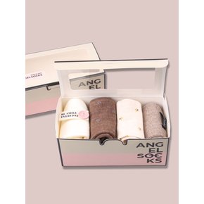 양말선물세트 SET006-버터카라멜 꽃 베이지 브라운 봄 여성 면 SOCKS   양말