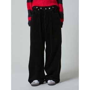 커스텀 원턱 와이드 코듀로이 팬츠 블랙_Custom One Tuck Wide Corduroy Pants Black