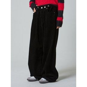 커스텀 원턱 와이드 코듀로이 팬츠 블랙_Custom One Tuck Wide Corduroy Pants Black