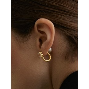 pearl cubic two-way point earring