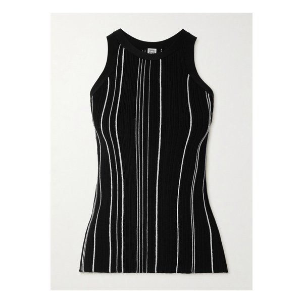 스트라이프 골지 니트 탱크 블랙 1647597325595182