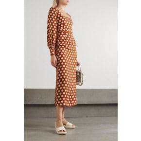 Polka-dot crepe midi dress 브라운 1647597351496979