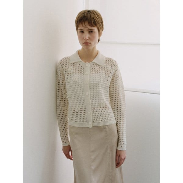 TIS FLORAL NETTING KNIT CARDIGAN_3COLORS