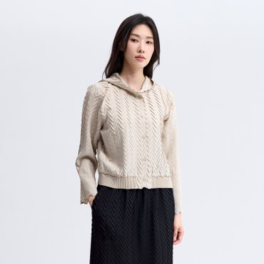 플리츠미 셰브런 엠브로이더리 후드 자켓_PPJKF025026
