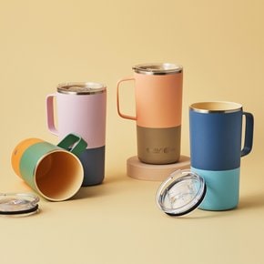 이중진공 스텐 보온보냉 세라믹코팅 타워 머그컵 파스텔 600ML