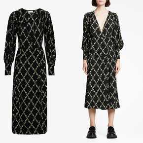 Printed Crepe Wrap Dress F6921 가니 프린트 크레페 드레스