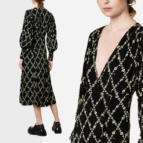 Printed Crepe Wrap Dress F6921 가니 프린트 크레페 드레스