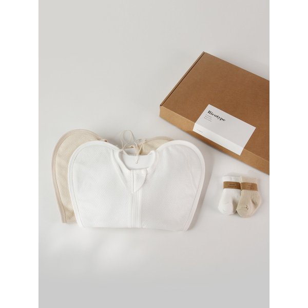 스와들컷 얇은 2P 세트 - Newborn swaddlecut 2P set with baby socks