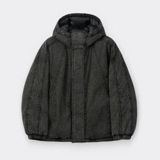 그레이 데님 다잉 후드 다운 자켓 CWUAW25812GYD