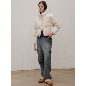 와이오와이 퀼팅 플리츠 스트링 패딩 팬츠_그레이