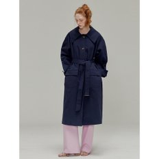 Volume sleeve big collar trench coat_Navy