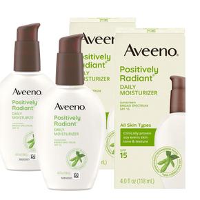 [해외직구] Aveeno 아비노 포지티브 래디언트 데일리 페이스 로션 SPF15 118ml 2팩