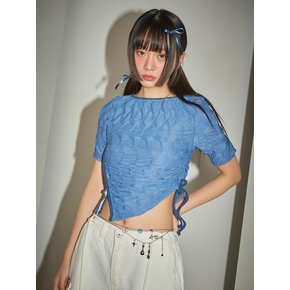 Laced Wrinkle String T-Shirt (Blue)