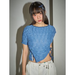 Laced Wrinkle String T-Shirt (Blue)
