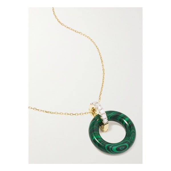 마테오 도넛 14캐럿 골드 말라카이트 다이아몬드 목걸이 1647597290248764