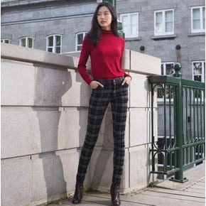 여성 하프넥 겉기모 긴팔 폴라티 골프 이너 티셔츠 버건디