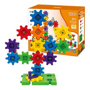i100 아이백 움직이는 기어블럭 머신 + 빌딩100pcs 와플 십자 사각 블럭 STEM 교구 공구놀이