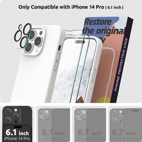 SURPHY iPhone14 pro용 케이스+스크린 필름 2장+카메라 필름 1장(화이트)