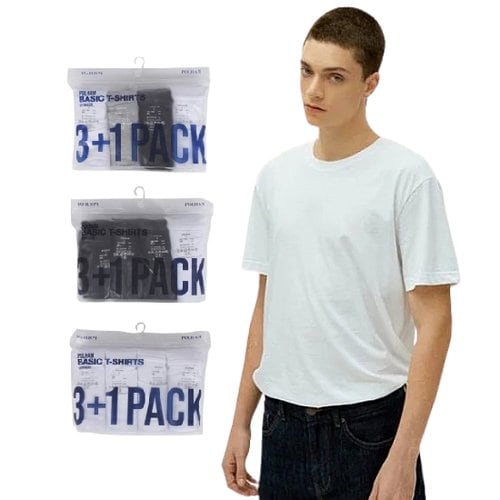 폴햄 남여공용 순면 기본 무지 반팔 티셔츠 3+1 PACK / PHE5TR3900,PHF5TR3100