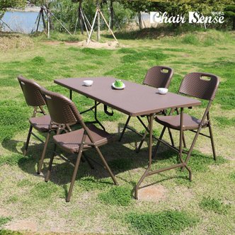 체어센스 벨리체 뉴 라탄 테이블 1500 4인 세트 야외 접이식 의자 캠핑 다용도 라운드 베란다 카페 펜션
