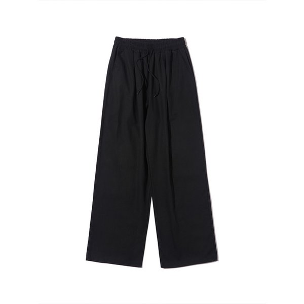 WIDE COTTON BANDING PANTS (BLACK)