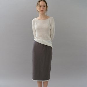 blank03 [블랭크03] banding layered jersey skirt (charcoal)