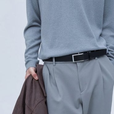 질스튜어트뉴욕 블랙 실버 버클 라미네이팅 가죽 자동 벨트 [JUBE4F252BK]