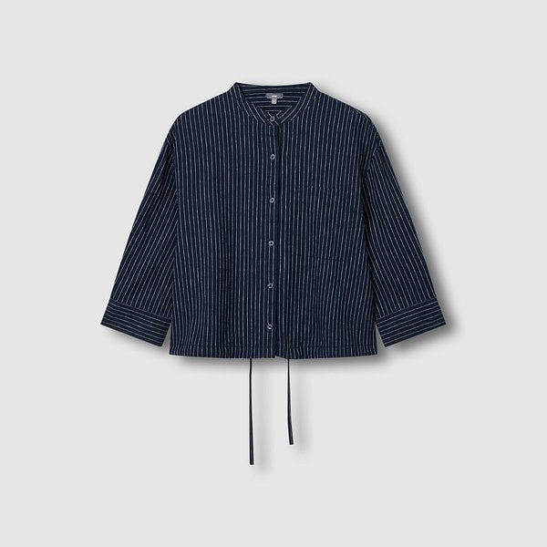 여 리넨 블렌디드 헨리넥 7부 셔츠 J116203525058