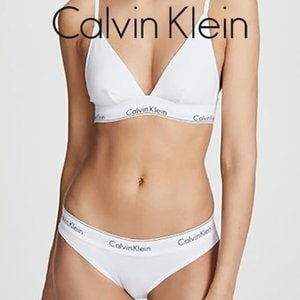Calvin Klein Underwear 캘빈클라인 MODERN COTTON 트라이앵글 브라렛+삼각팬티 세트 QF5650 화이트