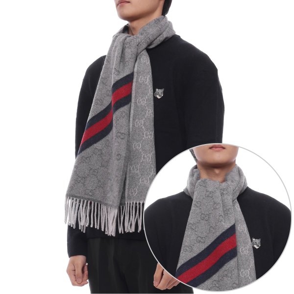 [부산점] 25FW 남성 GG 웹 울 머플러 (570603 3G200 1768 M 25F)