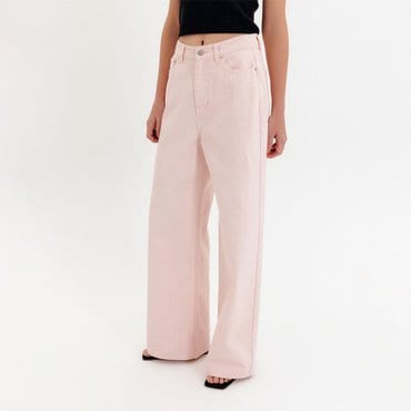 룩캐스트 릴리 와이드 데님 팬츠_핑크 / LILY WIDE DENIM PANTS_PINK