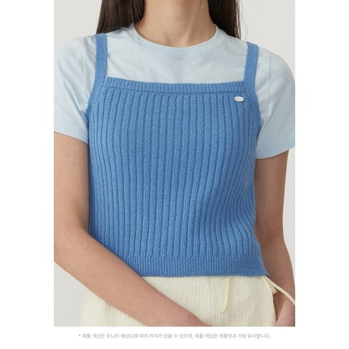 커버낫 우먼 리브드 슬리브리스 니트 Blue CO2502KT86BL