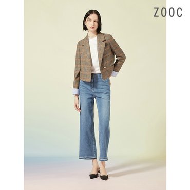 ZOOC 울블렌드 배색소매 체크 재킷 BR_Z231MSF002