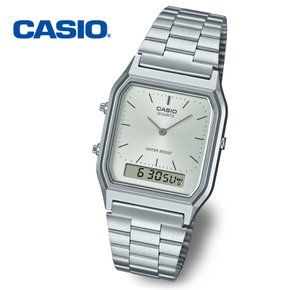 [정품] CASIO 카시오 스퀘어 듀얼타임 AQ-230A-7A 공용 남성 빈티지 메탈시계