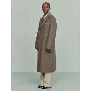 HERRINGBONE WOOL BLEND COAT HERRINGBONE BROWN