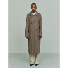 HERRINGBONE WOOL BLEND COAT HERRINGBONE BROWN