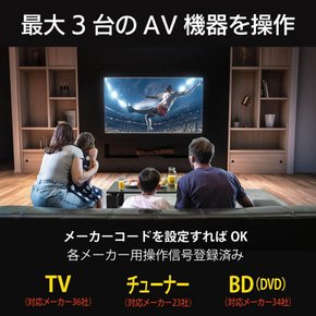 AudioComm TV AV AV TV36 DVD AV-R870Z 옴전기 리모콘 범용 레코더튜너 대응 멀티 리모콘 3대의