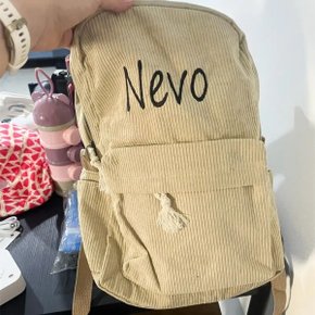 대용량 코듀로이 Schoolbag 사용자 정의 이름 솔리드 컬러 캠퍼스 가방 맞춤형