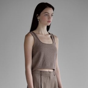 TERRY SQUARE NECK CROP SLEEVELESS BROWN