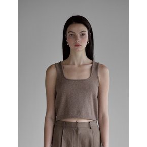 TERRY SQUARE NECK CROP SLEEVELESS BROWN