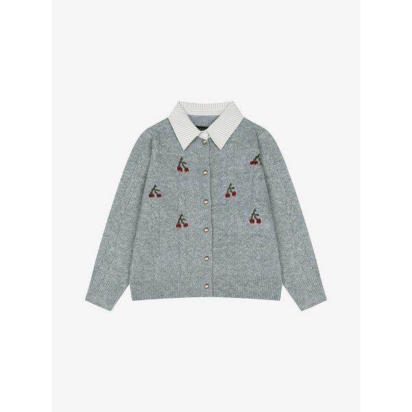 체리 카라 배색 니트 가디건 (TMCCA2913)