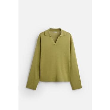 자라 비스코스 코튼 니트 폴로 셔츠 5755/313 OLIVE GREEN