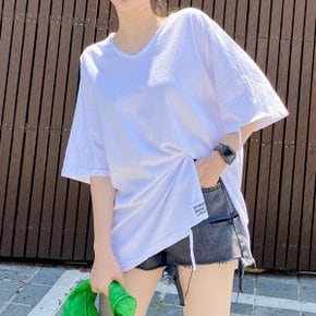 라벨워싱구웃 구제 밑단트임 롱 티셔츠(tee961)