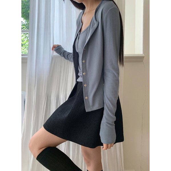 Ring Snap Cardigan - Fog Blue