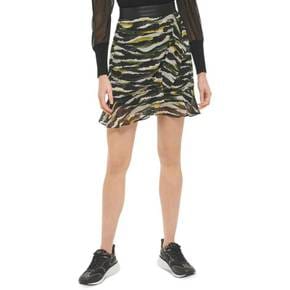 3970605 DKNY Womens Animal Print Ruffled Mini Skirt