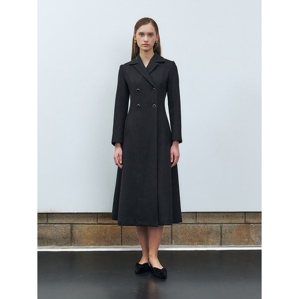 RTF DOUBLE BUTTON TWEED DRESS _BLACK