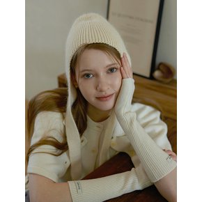 [연말 스페셜 6mm+10mm 진주귀걸이 증정] Angora earflap beanie - Ivory