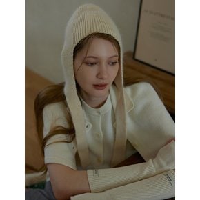 [연말 스페셜 6mm+10mm 진주귀걸이 증정] Angora earflap beanie - Ivory